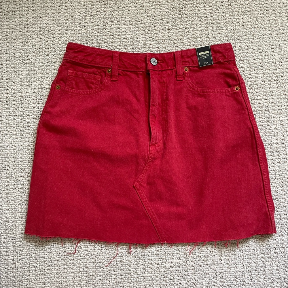 Abercrombie and Fitch Red Denim Skirt